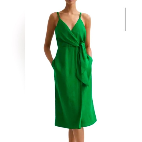 Reiss Dresses & Skirts - Reiss Esme Kelly Green Linen Midi Dress